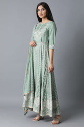 Light Green Flared Dress-Drape (Without Dupatta) WISHFUL